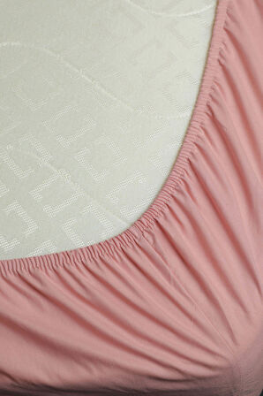 %100 Pamuk Ranforce Premium Tek Kişilik Plus Lastikli Çarşaf - Pudra