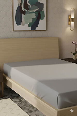 %100 Pamuk Ranforce Premium Tek Kişilik Plus Lastikli Çarşaf - Koyu Gri