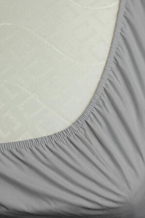 %100 Pamuk Ranforce Premium Tek Kişilik Plus Lastikli Çarşaf - Koyu Gri