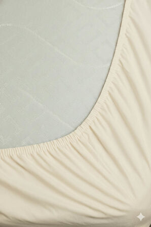 %100 Pamuk Ranforce Premium Tek Kişilik Plus Lastikli Çarşaf - Krem