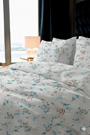 Favora Pampas Çift kişilik %100 Pamuk Nevresim Takımı - Turkuaz