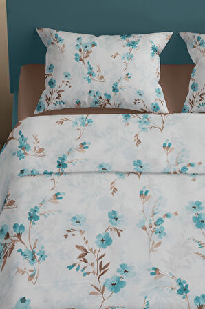 Favora Pampas Çift kişilik %100 Pamuk Nevresim Takımı - Turkuaz