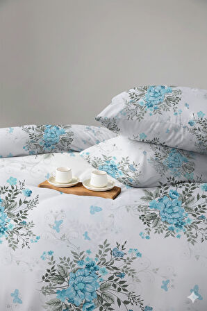 Favora Estilo Çift kişilik %100 Pamuk Nevresim Takımı - Turkuaz