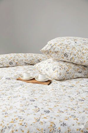 Favora Pampas Çift kişilik %100 Pamuk Nevresim Takımı - Gri