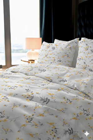 Favora Pampas Çift kişilik %100 Pamuk Nevresim Takımı - Gri