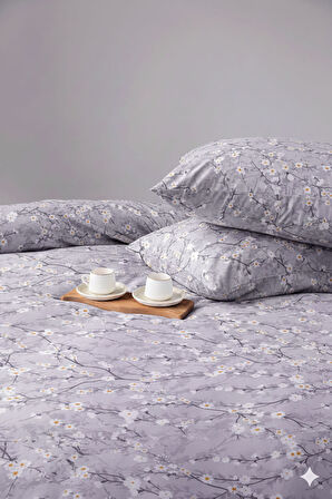 Favora Zweig Çift kişilik %100 Pamuk Nevresim Takımı - Gri