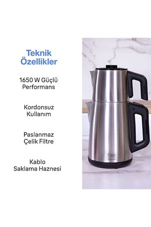 Fakir Elektrikli Çaycı Çaycı 2 Litre Geniş Hazneli 1650 W Kettle Otomatik Sıcak Tutma