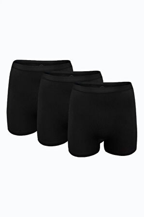 Kadın 3 lü Siyah İz Yapmayan Modal Yüksek Bel Boxer 3M108