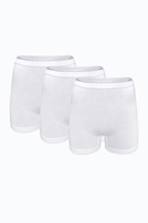 Kadın 3 lü Beyaz İz Yapmayan Modal Yüksek Bel Boxer 3M108
