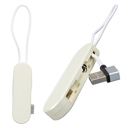 Ayt Powermaster PM-25904 Beyaz 3in1 Type C- Lightning Micro Usb Manyetik Uç Taşınabilir Şarj Data Kablosu