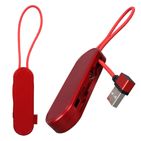 Ayt Powermaster PM-25904 Kırmızı 3in1 Type C- Lightning Micro Usb Manyetik Uç Taşınabilir Şarj Data Kablosu