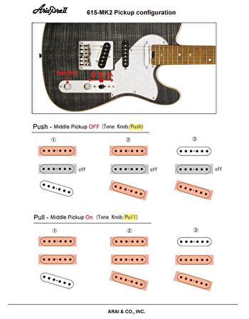 Aria Pro II 615MK2-MBWH Nashville Elektro Gitar