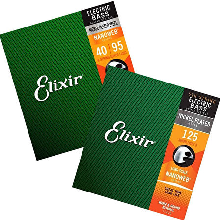 Elixir 40-125 Nanoweb 5 Telli Bas Gitar Tel Seti (140025)