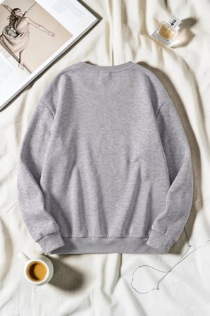 Unisex Sımple City Baskılı Bisiklet Yaka Sweatshirt