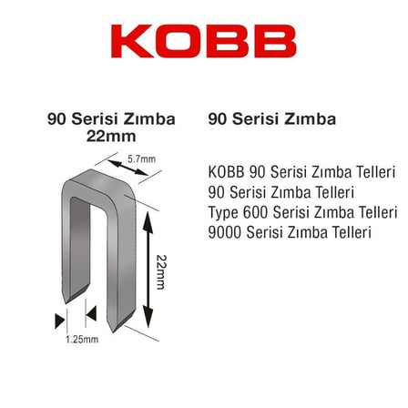 Kobb KBZ9022 22 mm 2500 Adet Ağır Hizmet Tipi Zımba Teli Gümüş