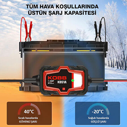 KOBB KBS1A 6V/12V 30Ah Akıllı Akü Şarj ve Akü Bakım / Desülfatör 