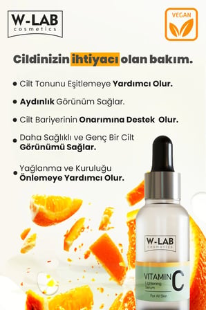 W-Lab Cosmetics C Vitamini Yaşlanma Karşıtı Hyalüronik Asit 30 Yaş + Gece-Gündüz Yüz ve Boyun Serumu 30 ml 