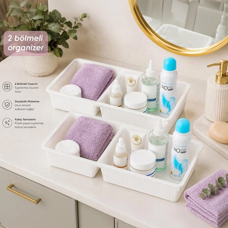 Porsima Wh-72 Çekmece İçi İki Bölmeli Çok Amaçlı Organizer Beyaz