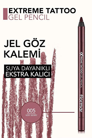 Mat Kalıcı Göz Kalemi (BORDO) - Extreme Tattoo Gel Pencil - 005 Very Berry - 8682536028875