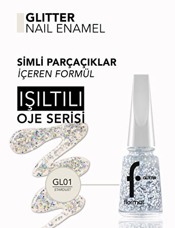 Yoğun Simli Şeffaf Oje - Glitter Nail Enamel - GL001 Stardust-8682536049795