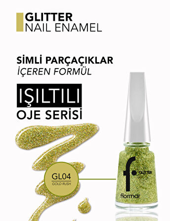 Yoğun Simli Şeffaf Oje - Glitter Nail Enamel - Gl004 Gold Rush-8682536049825