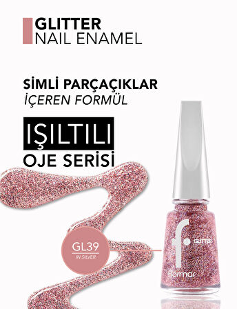 Yoğun Simli Şeffaf Oje - Glitter Nail Enamel - Gl039 Red In Sılver-8682536049948