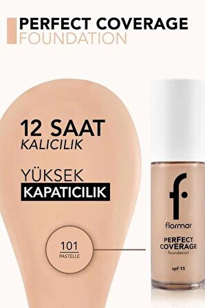 Flormar Perfect Coverage Yüksek Pigmentli & Yarı Parlak Bitişli Fondöten 30 ml - 101 Pastelle