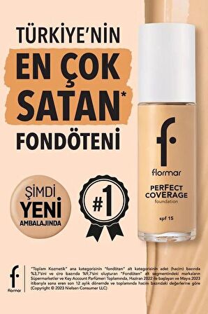 Flormar Perfect Coverage Yüksek Pigmentli & Yarı Parlak Bitişli Fondöten 30 ml - 101 Pastelle