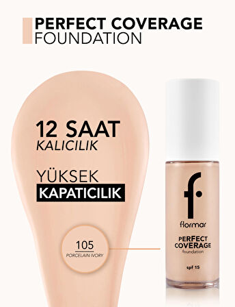 Perfect Coverage Yüksek Pigmentli & Yarı Parlak Bitişli SPF15 Fondöten