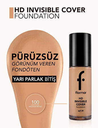 Invisible Cover HD Hafif Yapılı & Yarı Parlak Bitişli SPF30 Fondöten