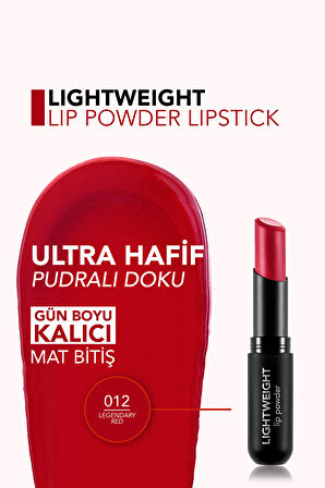 Ultra Hafif Mat Ruj (CANLI KIRMIZI) - Lightweight Lip Powder - 012 Legendary Red - 8682536061865