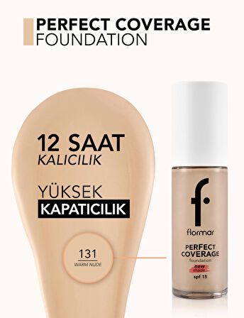 Perfect Coverage Yüksek Pigmentli & Yarı Parlak Bitişli SPF15 Fondöten