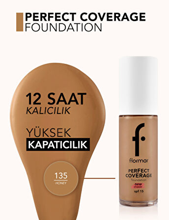 Perfect Coverage Yüksek Pigmentli & Yarı Parlak Bitişli SPF15 Fondöten
