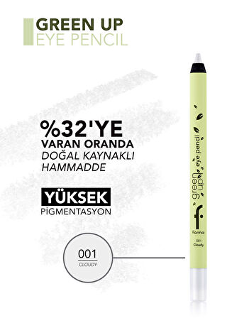 Uzun Süre Kalıcı Yoğun Pigmentli Green Up Mat Bitişli Vegan Göz Kalemi-001 Cloudy- 8682536079662