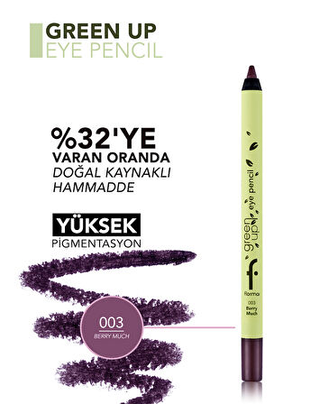 Uzun Süre Kalıcı Yoğun Pigmentli Green Up Mat Bitişli Vegan Göz Kalemi-003 Berry Much-8682536079686