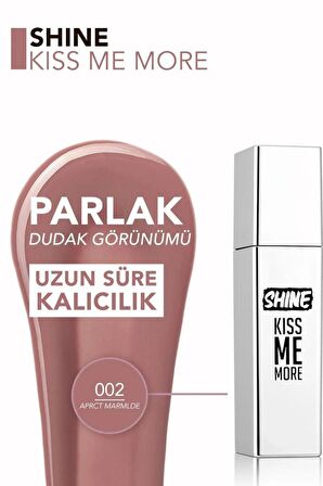 Flormar Shine Kiss Me More Uzun Süre Kalıcı & Parlak Bitişli Likit Ruj - 002 Apricot Marmalade 