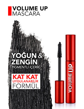 Volume Up Mascara Yoğun Hacim ve Lifting Etkili Kat Kat Uygulanabilir Maskara
