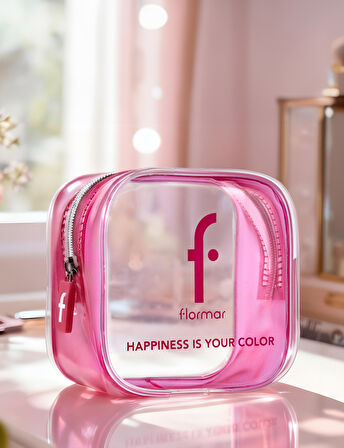 Pembe Transparan Makyaj Çantası