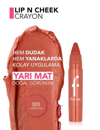 Lip & Cheek Yüksek Pigmentli Kremsi Yarı Mat Bitişli Crayon