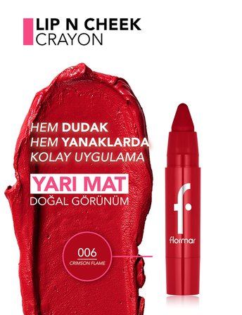 Lip & Cheek Yüksek Pigmentli Kremsi Yarı Mat Bitişli Crayon