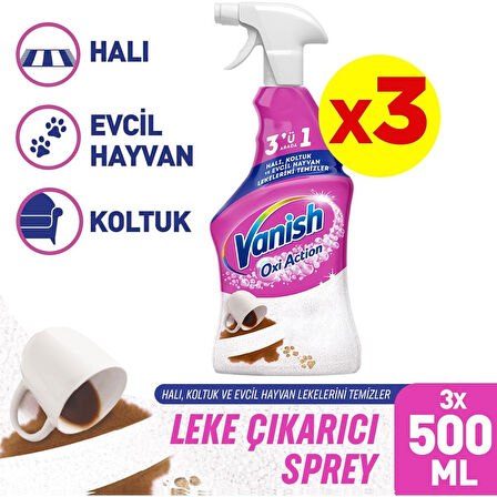 Oxi Action Çok Amaçlı Halı, Koltuk ve Evcil Hayvan Leke Çıkarıcı Sprey 500 ml X3