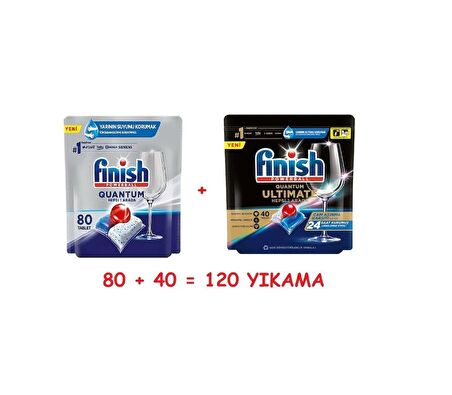 Finish Quantum 80 li + Ultimate 40 lı Bulaşık Makinesi Tableti Toplam 120 Adet