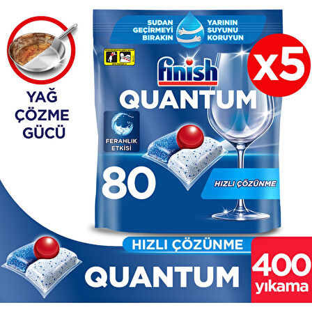 Quantum 400 Kapsül Bulaşık Makinesi Deterjanı Tableti (5 x 80 Kapsül)