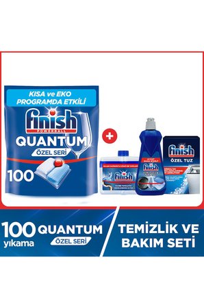 Finish Quantum Özel Seri Bulaşık Makine Deterjanı 100 Adet+Temizlik Bakım Seti