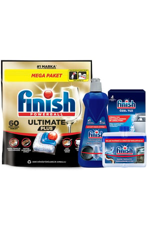 Finish Ultimate Plus Bulaşık Makinesi Tableti 60 Kapsül + Temizlik ve Bakım Seti 