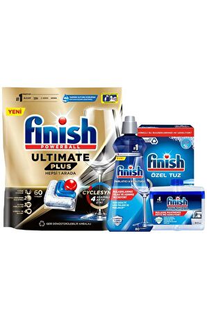 Finish Ultimate Plus Bulaşık Makinesi Tableti 60 Kapsül + Temizlik ve Bakım Seti 