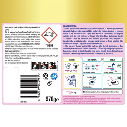 Vanish Oxi Action Kristal Beyaz Güçlendirici ve Leke Çıkarıcı 970 gr