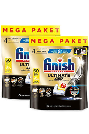 Ultimate Plus Hepsi Bir Arada Bulaşık Makinesi Deterjanı  Kapsül Tablet Limon 120 Adet (60 x 2'li)