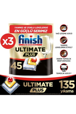 Ultimate Plus Bulaşık Makinesi Deterjanı Kapsül Tablet Limon 135 Adet (3x45)