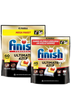 Ultimate Plus Bulaşık Makinesi Deterjanı Kapsül Tablet Limon 105 Adet (45+60)